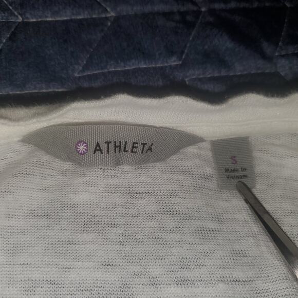 ATHLETA Size S Twist Knot Zephyr Linen Sleeveless Active Tank White - Picture 6 of 9